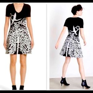 Fit and flare knit jacquard dress